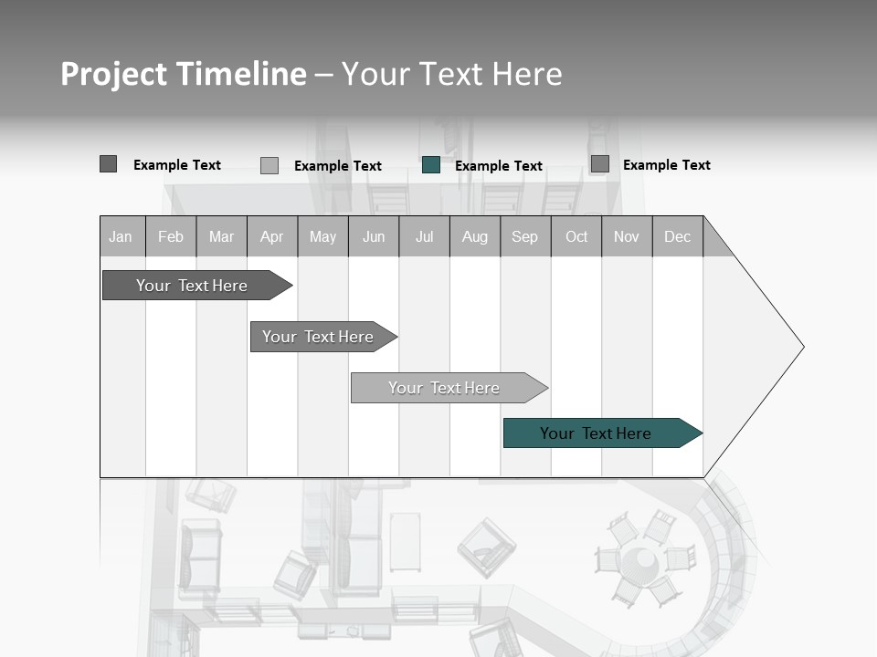 3D Sketch Of A Four-Room Apartment. Object Over White PowerPoint Template