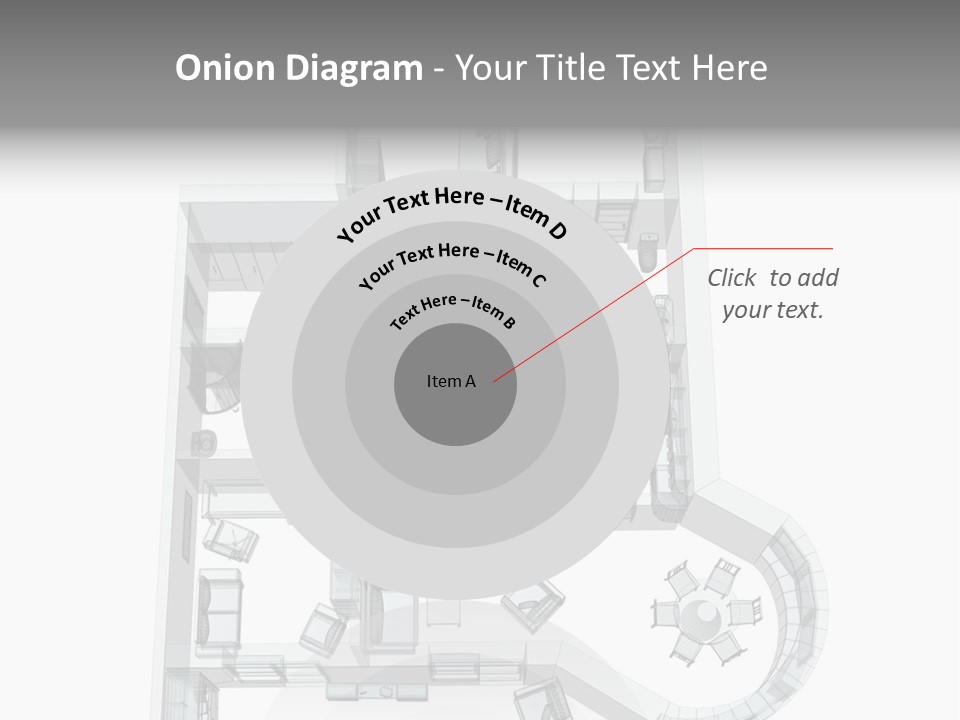 3D Sketch Of A Four-Room Apartment. Object Over White PowerPoint Template