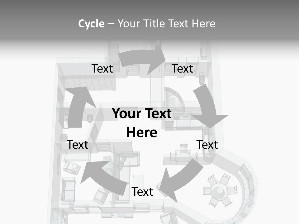 3D Sketch Of A Four-Room Apartment. Object Over White PowerPoint Template
