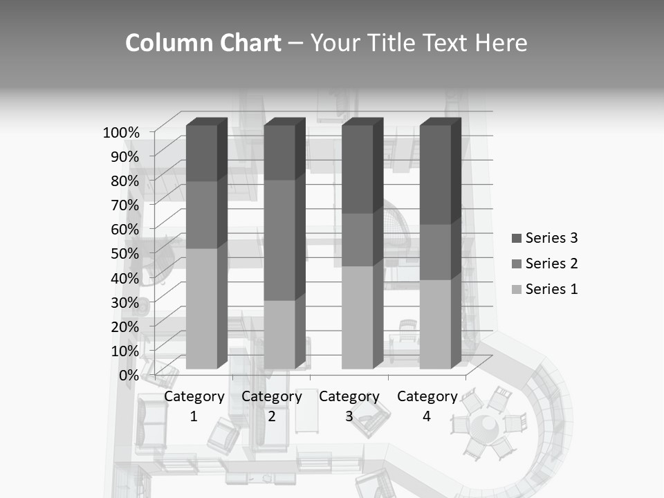 3D Sketch Of A Four-Room Apartment. Object Over White PowerPoint Template