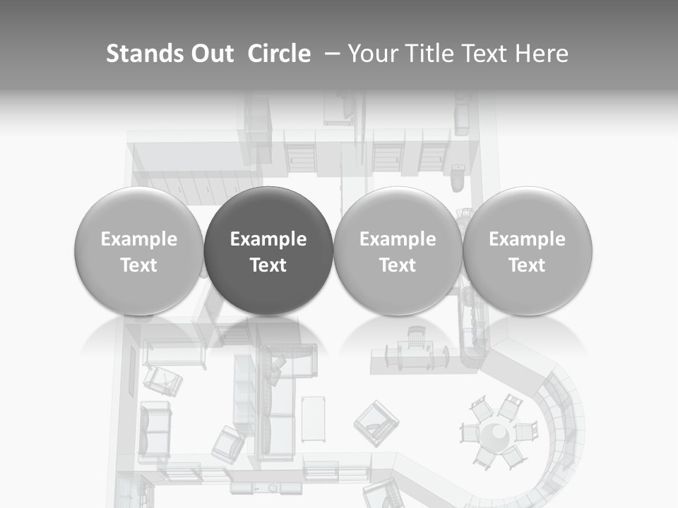 3D Sketch Of A Four-Room Apartment. Object Over White PowerPoint Template