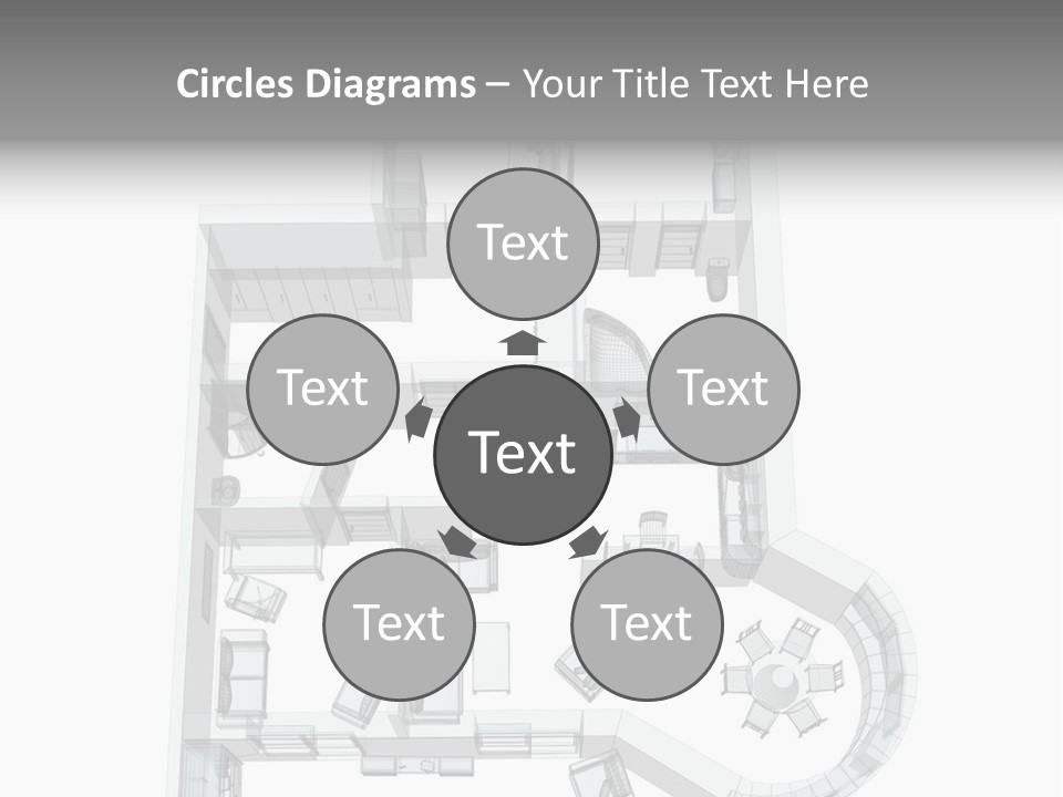 3D Sketch Of A Four-Room Apartment. Object Over White PowerPoint Template