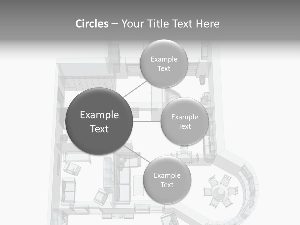 3D Sketch Of A Four-Room Apartment. Object Over White PowerPoint Template