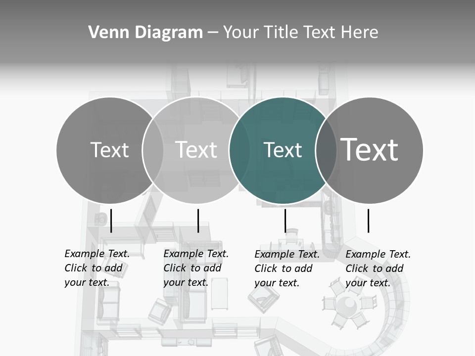 3D Sketch Of A Four-Room Apartment. Object Over White PowerPoint Template