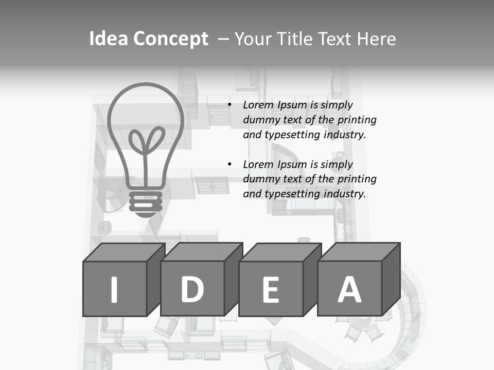 3D Sketch Of A Four-Room Apartment. Object Over White PowerPoint Template