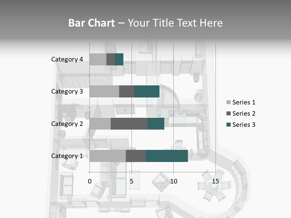 3D Sketch Of A Four-Room Apartment. Object Over White PowerPoint Template