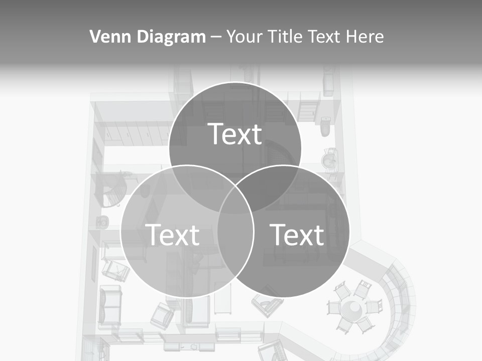 3D Sketch Of A Four-Room Apartment. Object Over White PowerPoint Template