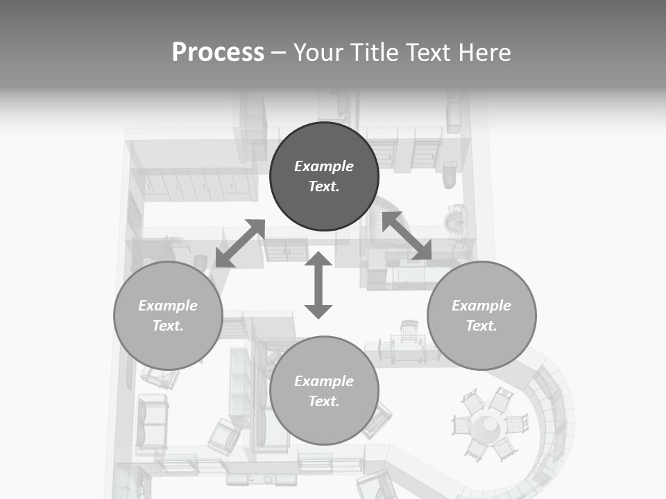 3D Sketch Of A Four-Room Apartment. Object Over White PowerPoint Template