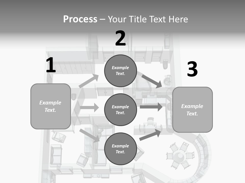 3D Sketch Of A Four-Room Apartment. Object Over White PowerPoint Template