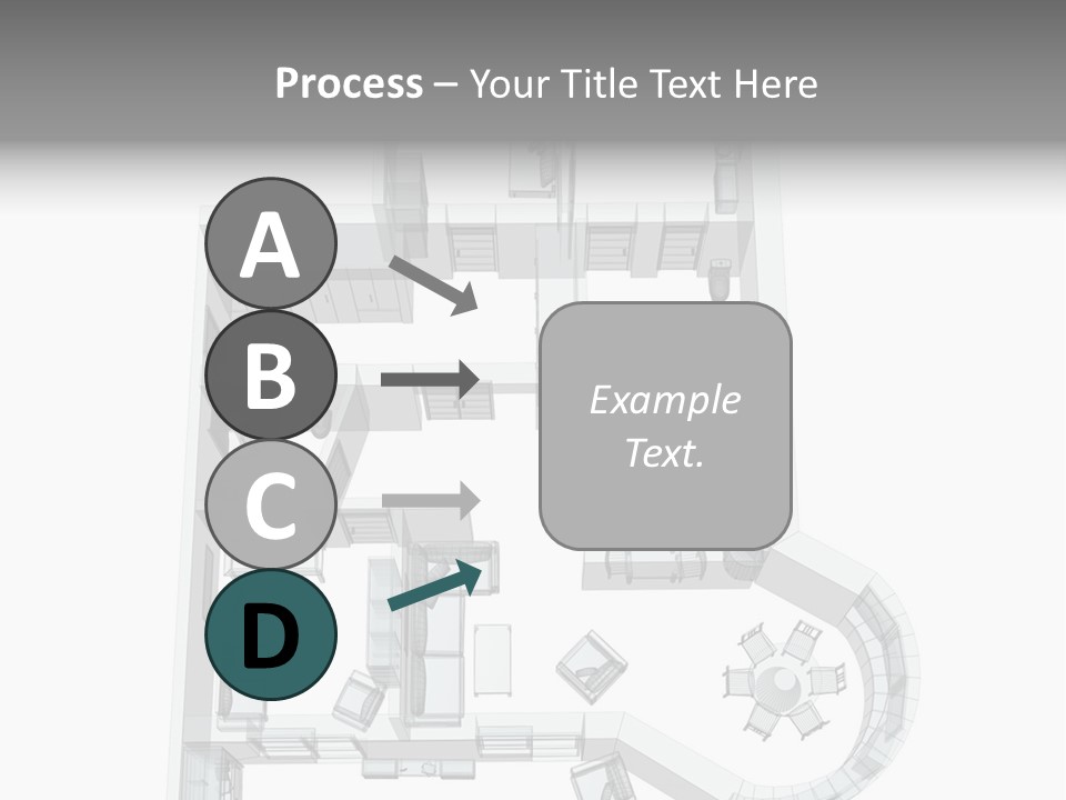 3D Sketch Of A Four-Room Apartment. Object Over White PowerPoint Template