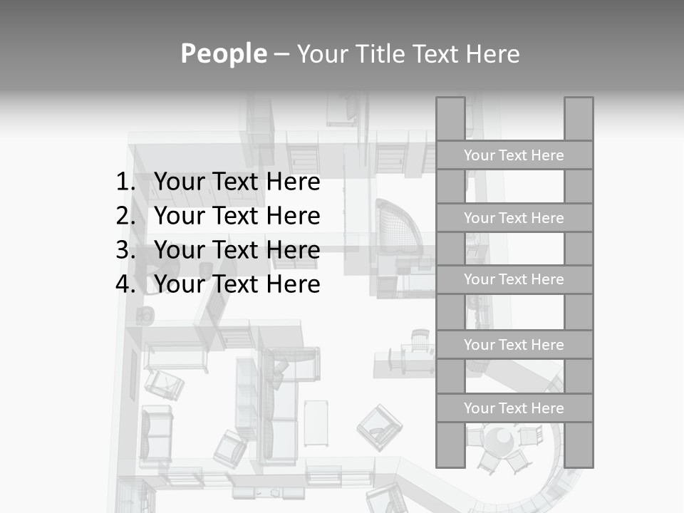 3D Sketch Of A Four-Room Apartment. Object Over White PowerPoint Template