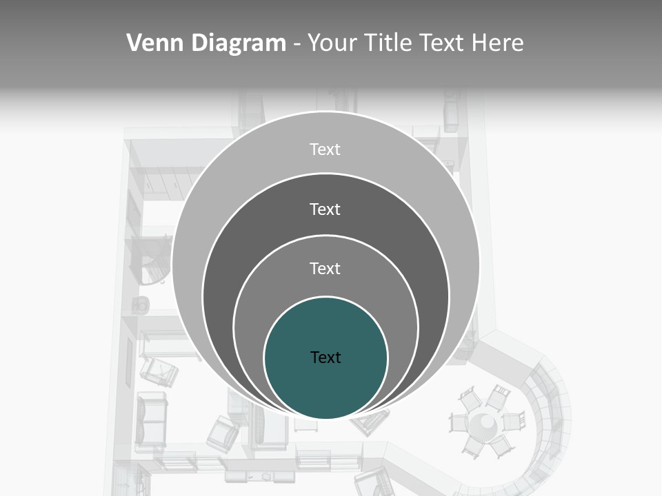 3D Sketch Of A Four-Room Apartment. Object Over White PowerPoint Template