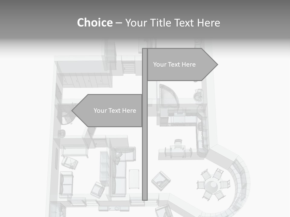 3D Sketch Of A Four-Room Apartment. Object Over White PowerPoint Template