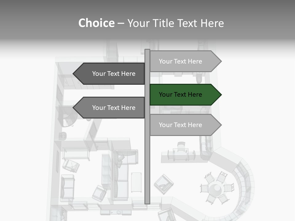 3D Sketch Of A Four-Room Apartment. Object Over White PowerPoint Template