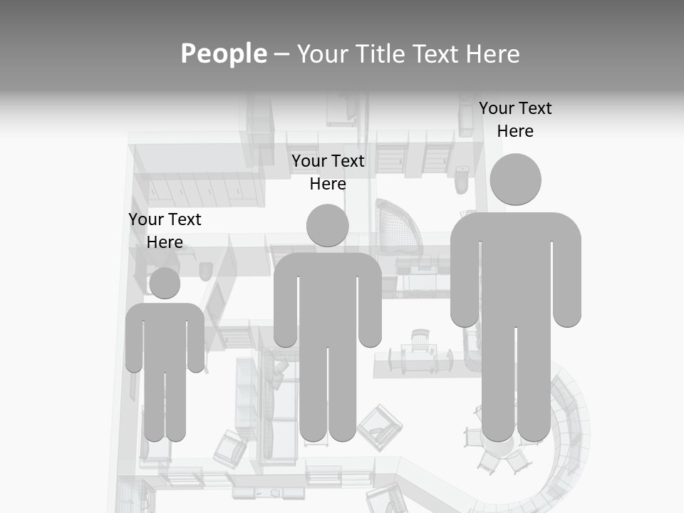 3D Sketch Of A Four-Room Apartment. Object Over White PowerPoint Template