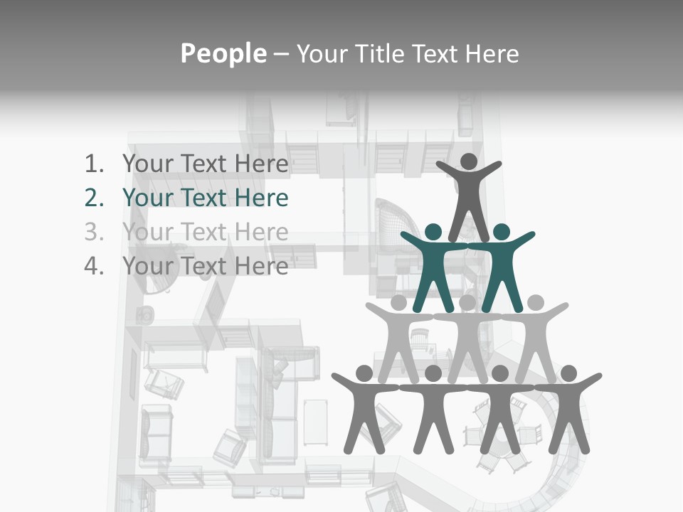 3D Sketch Of A Four-Room Apartment. Object Over White PowerPoint Template