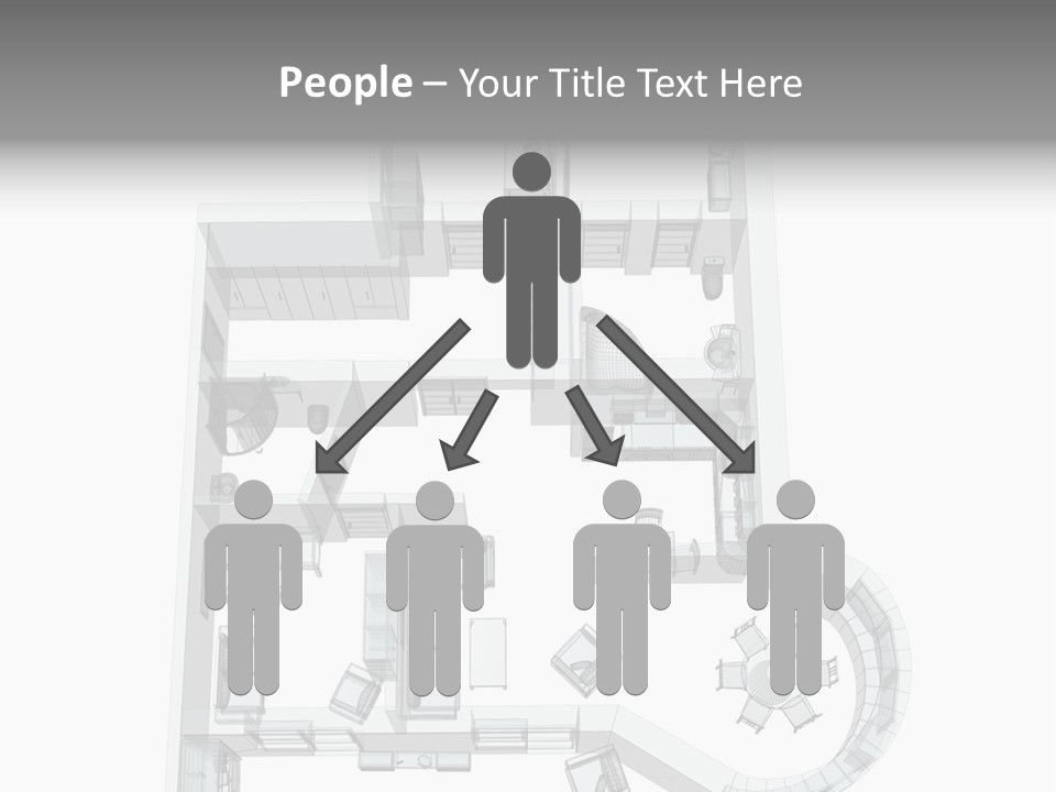 3D Sketch Of A Four-Room Apartment. Object Over White PowerPoint Template