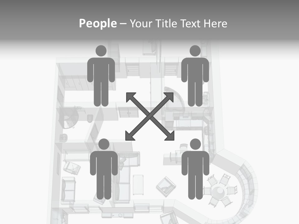 3D Sketch Of A Four-Room Apartment. Object Over White PowerPoint Template