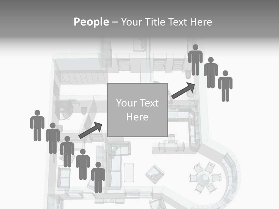 3D Sketch Of A Four-Room Apartment. Object Over White PowerPoint Template