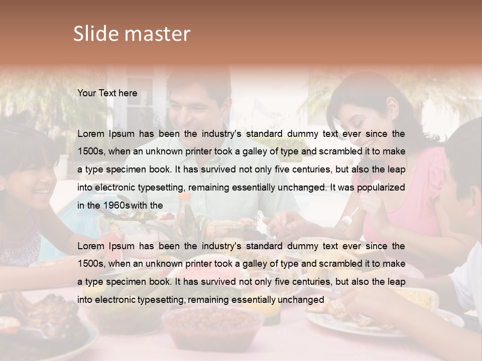 Family Enjoying A Barbeque PowerPoint Template