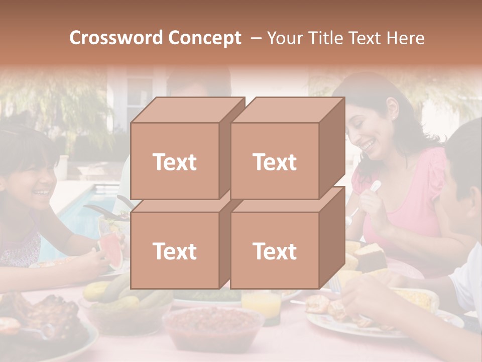 Family Enjoying A Barbeque PowerPoint Template