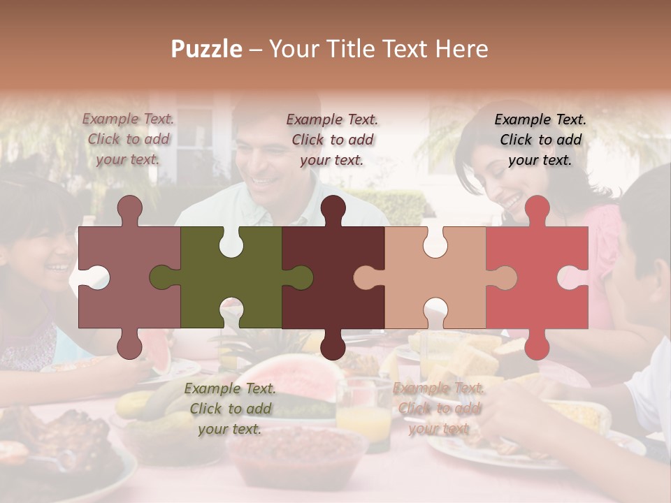 Family Enjoying A Barbeque PowerPoint Template