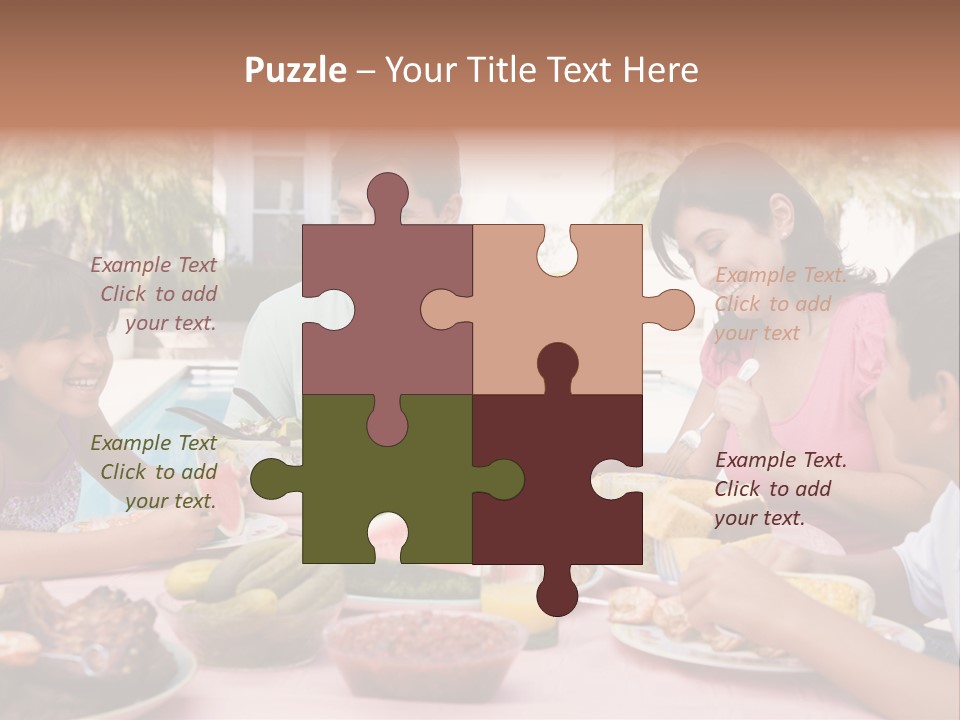 Family Enjoying A Barbeque PowerPoint Template