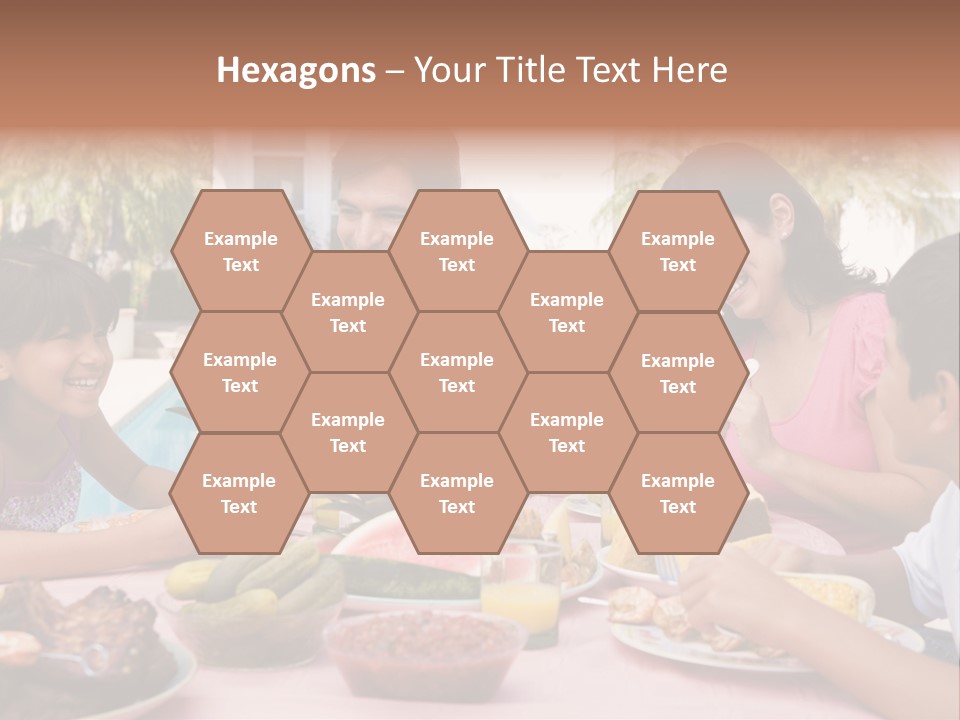 Family Enjoying A Barbeque PowerPoint Template