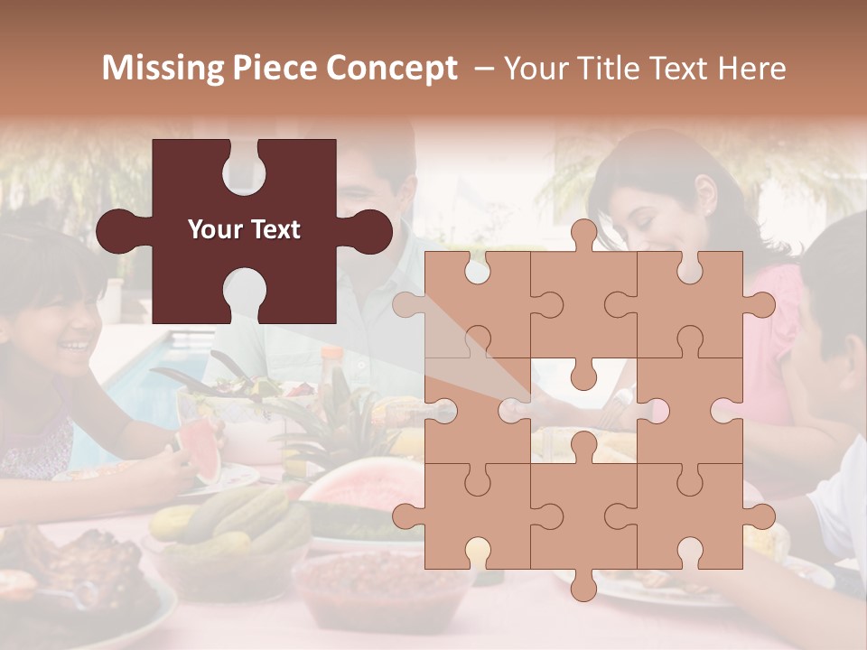 Family Enjoying A Barbeque PowerPoint Template