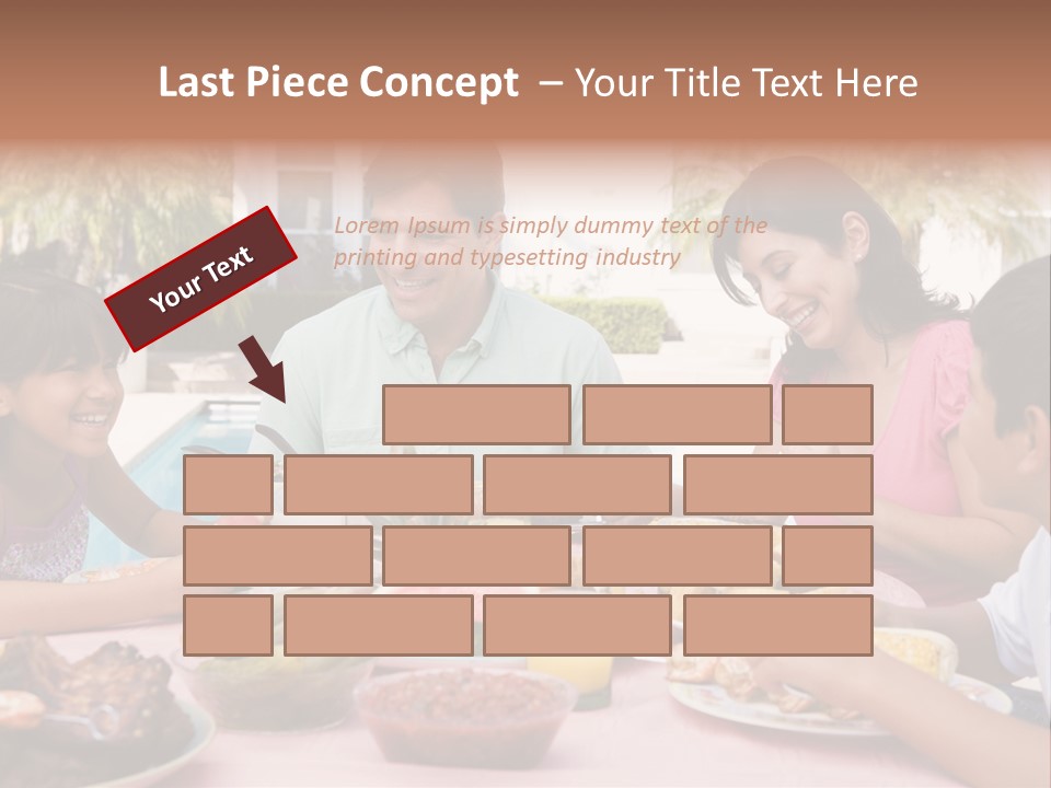 Family Enjoying A Barbeque PowerPoint Template