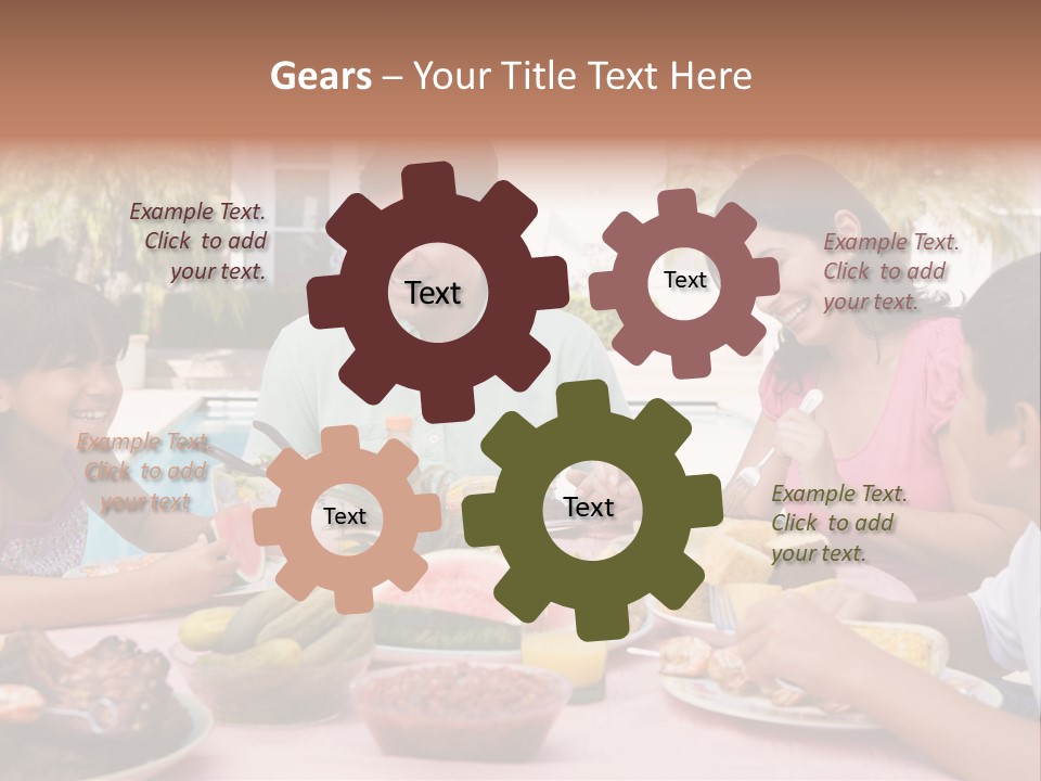 Family Enjoying A Barbeque PowerPoint Template