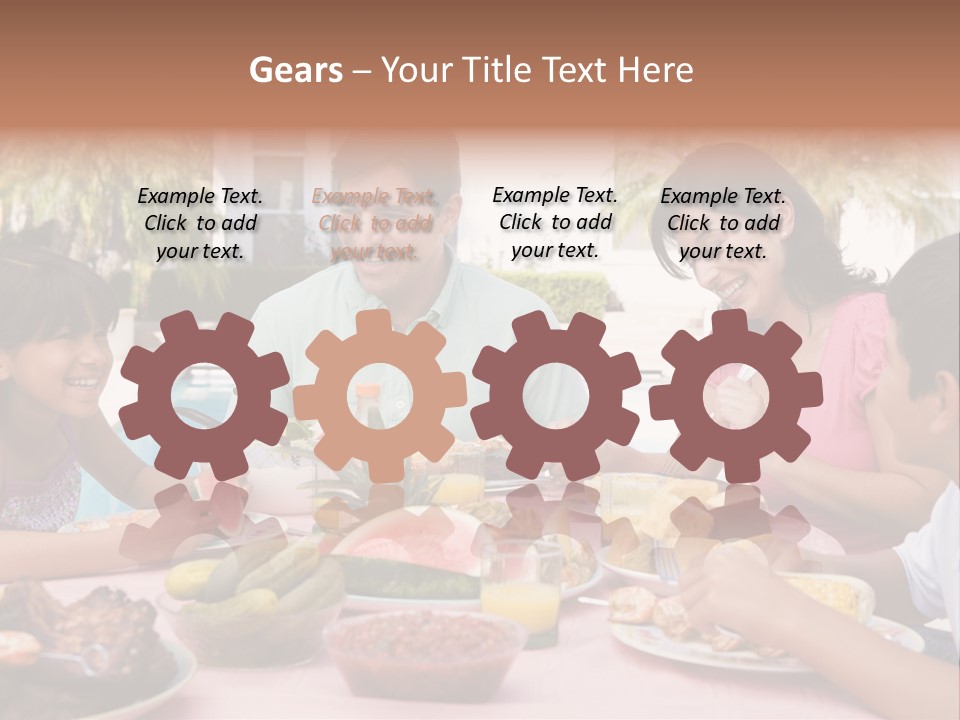 Family Enjoying A Barbeque PowerPoint Template