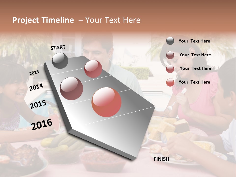 Family Enjoying A Barbeque PowerPoint Template