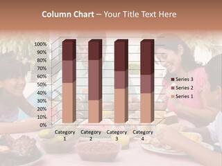 Family Enjoying A Barbeque PowerPoint Template