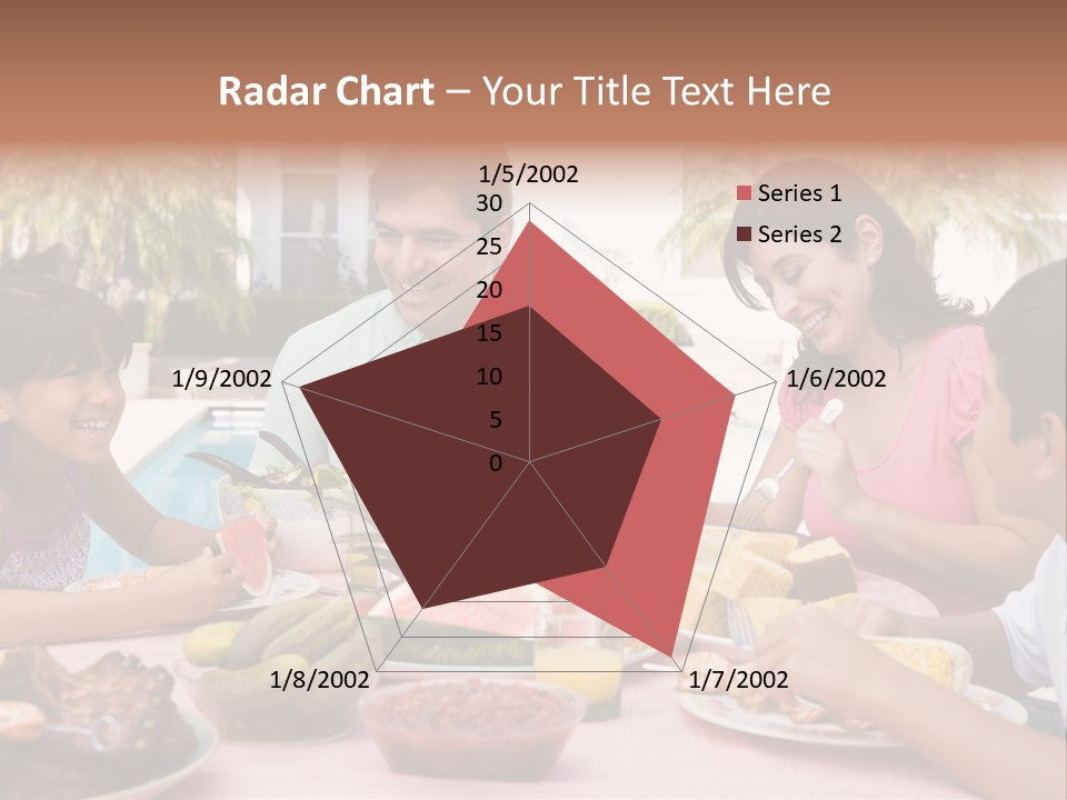 Family Enjoying A Barbeque PowerPoint Template