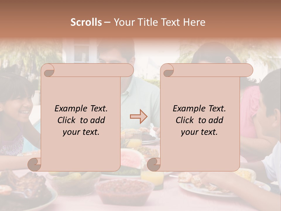 Family Enjoying A Barbeque PowerPoint Template