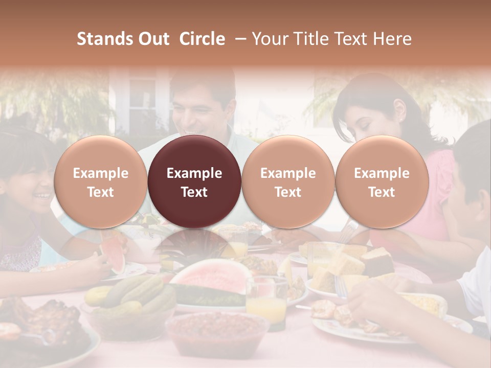 Family Enjoying A Barbeque PowerPoint Template