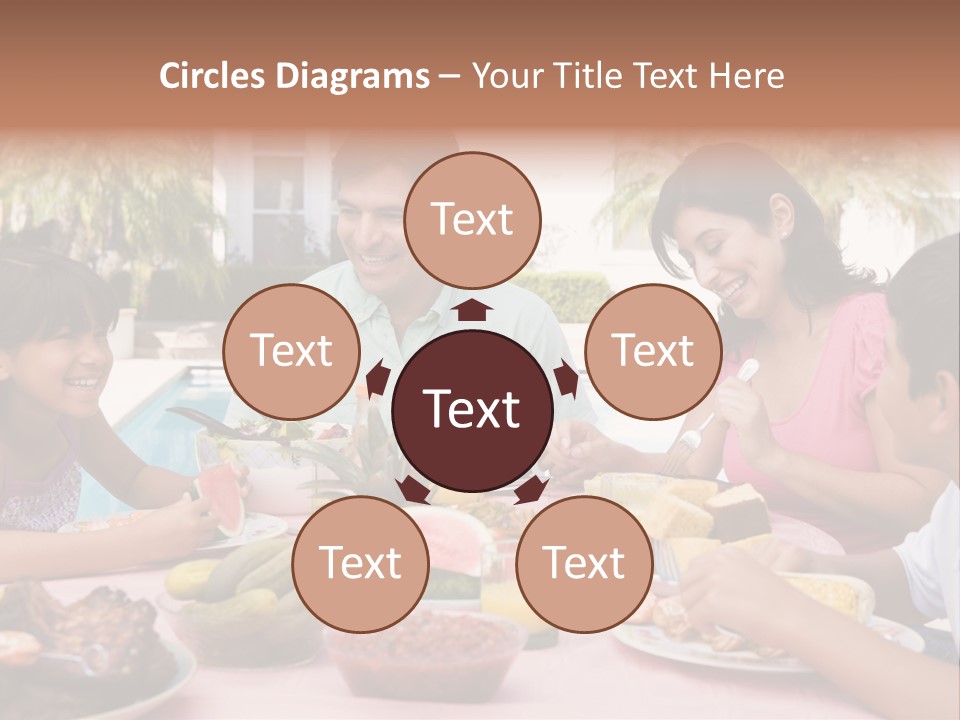 Family Enjoying A Barbeque PowerPoint Template