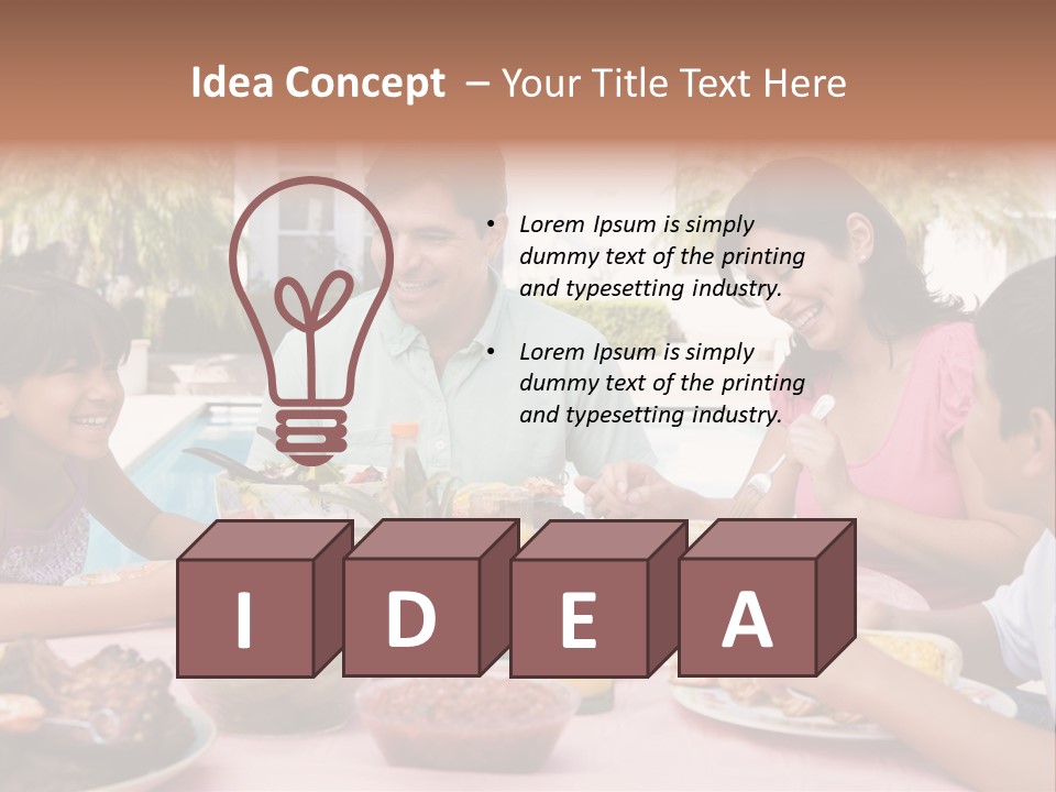 Family Enjoying A Barbeque PowerPoint Template