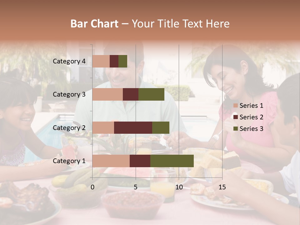 Family Enjoying A Barbeque PowerPoint Template