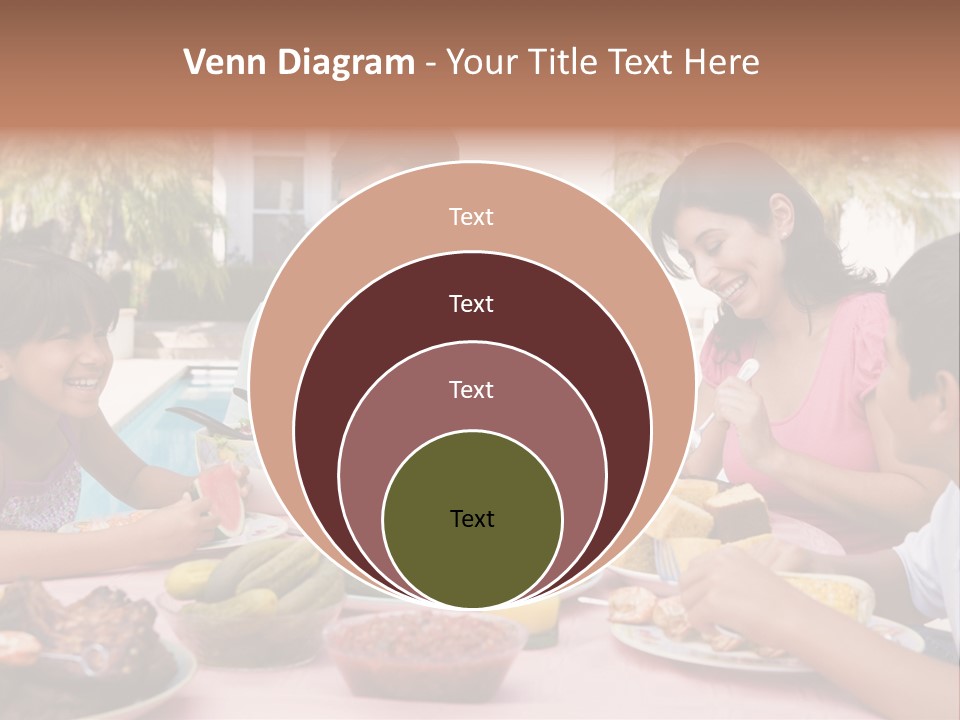 Family Enjoying A Barbeque PowerPoint Template