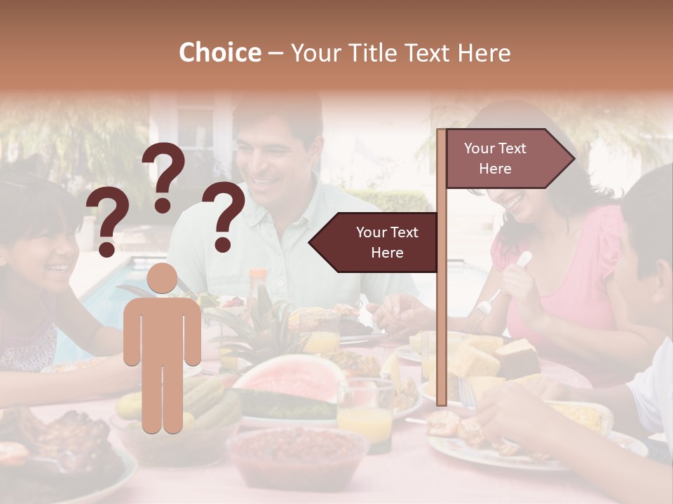 Family Enjoying A Barbeque PowerPoint Template