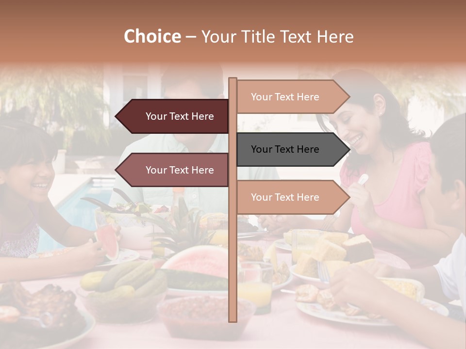 Family Enjoying A Barbeque PowerPoint Template
