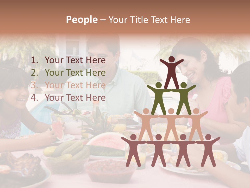 Family Enjoying A Barbeque PowerPoint Template