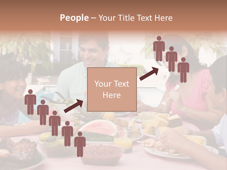 Family Enjoying A Barbeque PowerPoint Template
