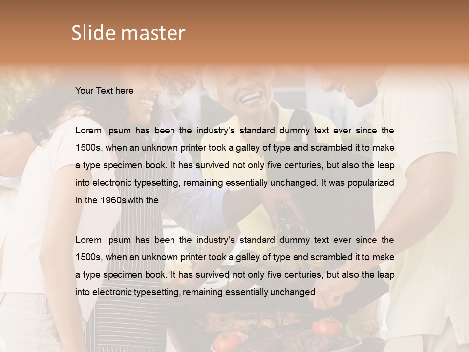 Family Enjoying A Barbeque PowerPoint Template