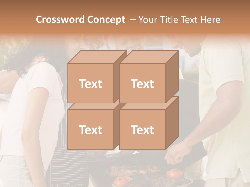 Family Enjoying A Barbeque PowerPoint Template