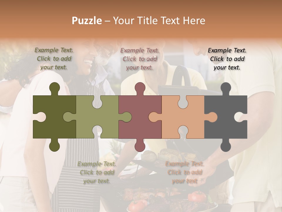 Family Enjoying A Barbeque PowerPoint Template