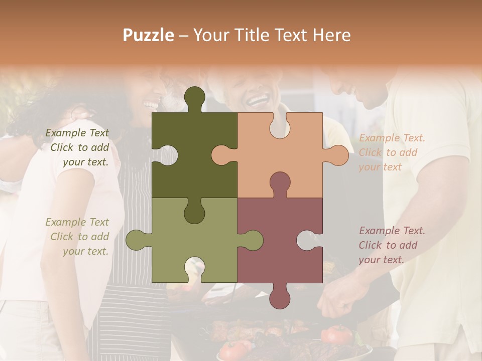 Family Enjoying A Barbeque PowerPoint Template