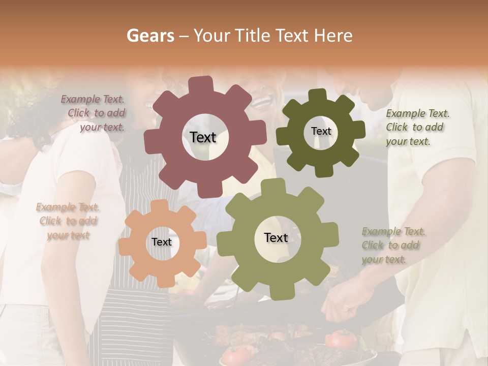 Family Enjoying A Barbeque PowerPoint Template